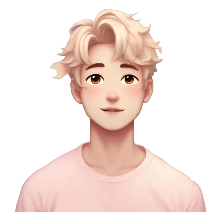 Gorgeous pastel anime style man with blushing face and butterflies aesthetic trending style sticker