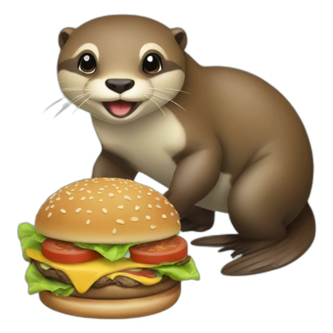 Loutre sur une tortue qui mange un burger sticker