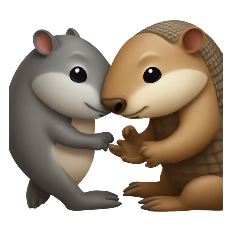 An armadillo and otter kissing sticker