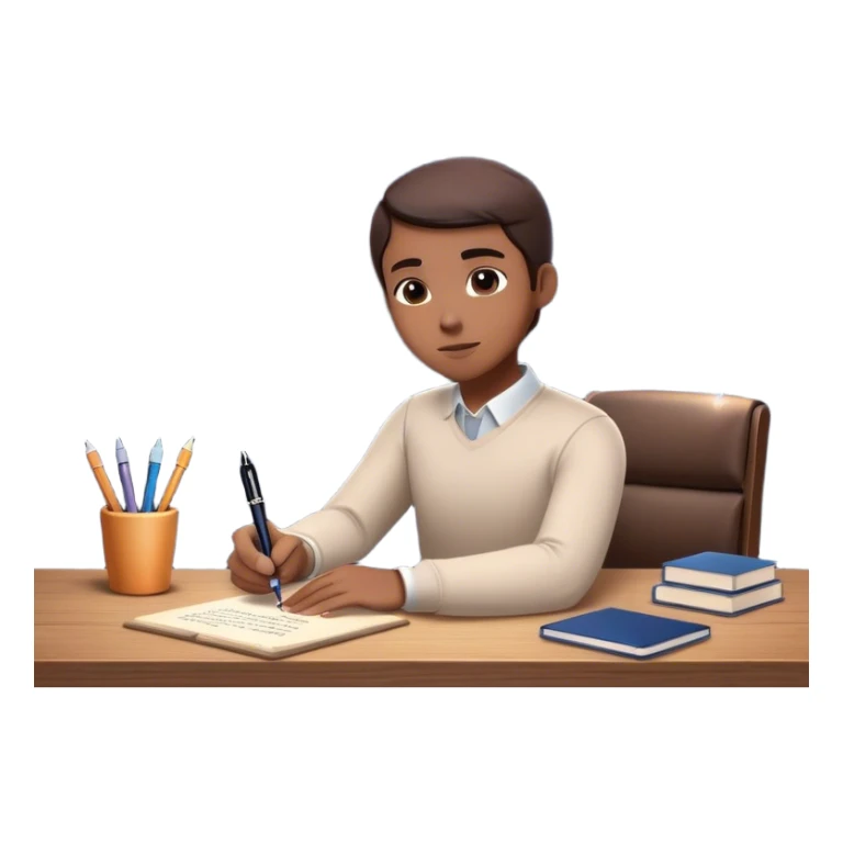 A person sits at a desk. In front of them, a glowing version of their "future self" reaches out, handing them a pen. As they take the pen, the stress clouds begin to dissolve, symbolizing how action breaks procrastination  sticker