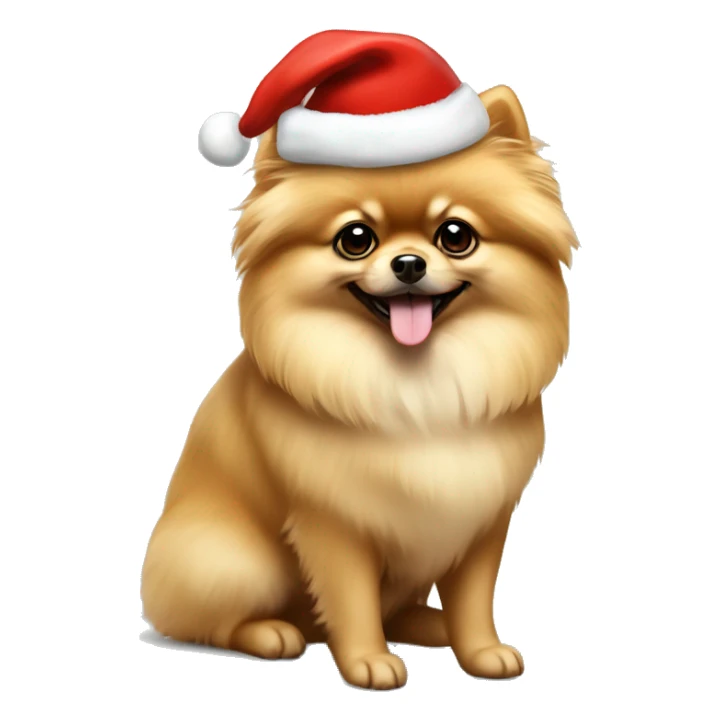 Beige Pomeranian with Christmas hat full body sticker