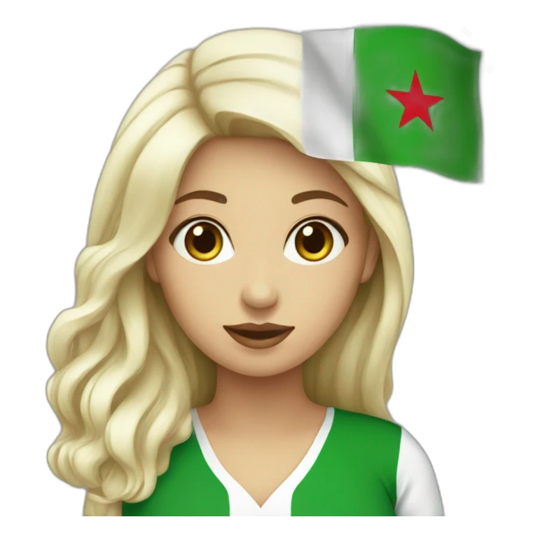 Woman with Algeria flag sticker