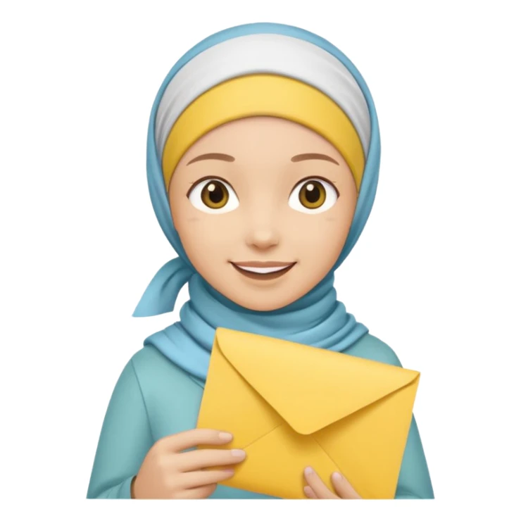 truthahnvogel with headscarf holding yellow paper sticker