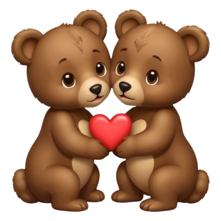 2 coloured bear cubs with love hearts kissing  sticker
