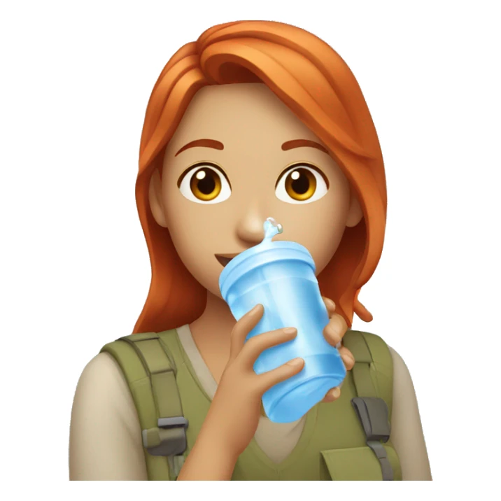 red haired young woman drinking water sticker