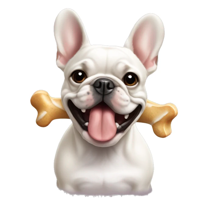 French bulldog with dog bone in mouth sticker