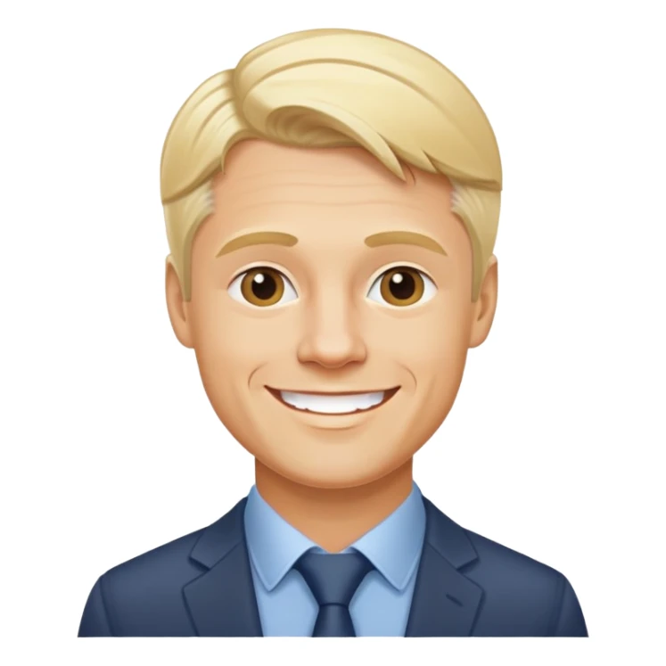 Oleg Tinkov, smiling, blond hair, business casual sticker