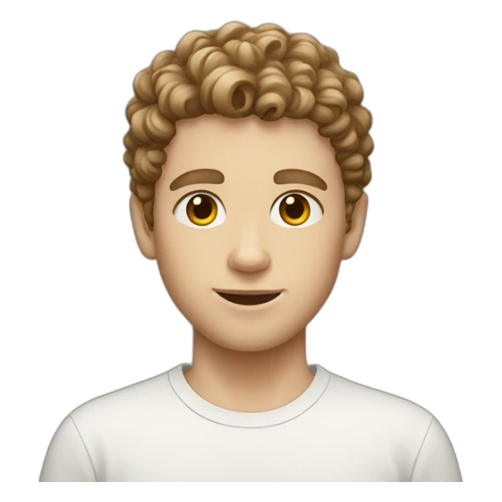 white boy with very short curly brown hair sticker