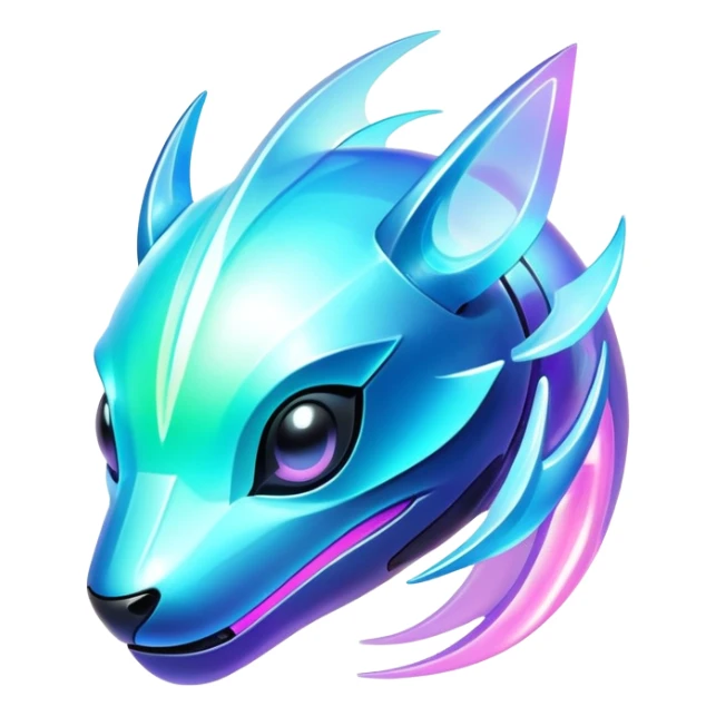  Shiny sparkly transparent bioluminescent luminescent vibrant bright pastel dark exotic iridescent colorful gradients futuristic modern cyber-Protogen-Fakémon-Pokémon-Vernid-creature sticker