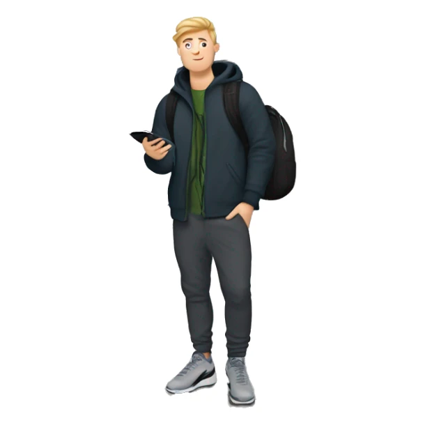 Young white man wearing nike tech fleece smoking at a train station holding a Bluetooth speaker  sticker