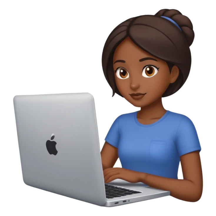 beautiful brown girl working on laptop sticker