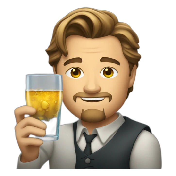 leonardo dicaprio holds a glass sticker