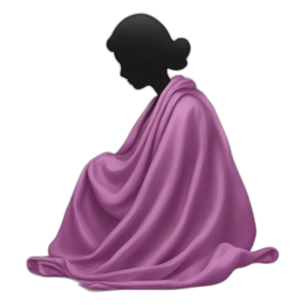 The silhouette of a woman's figure in a silk blanket sticker