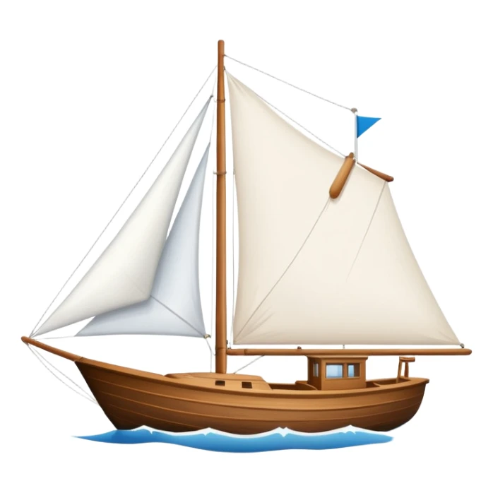 Sailboat – White sail on wooden hull sticker