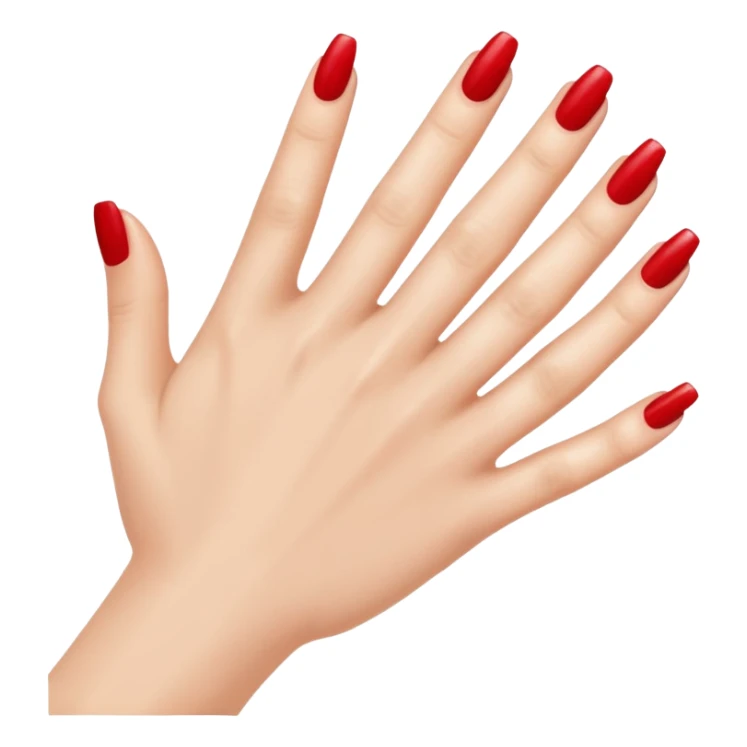 A woman's hand with red nail polish sticker