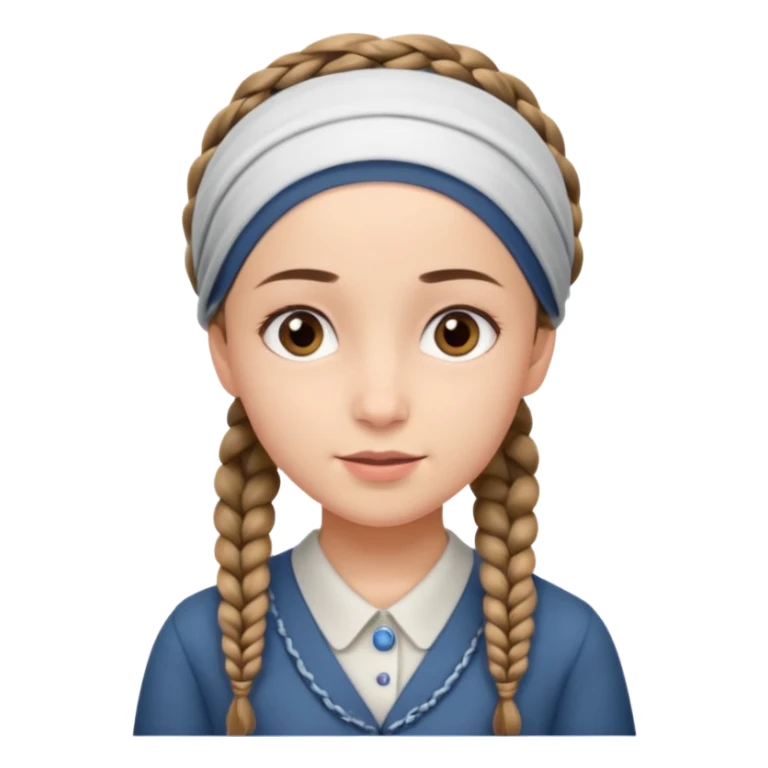 young modest jewish girl braids no headband sticker