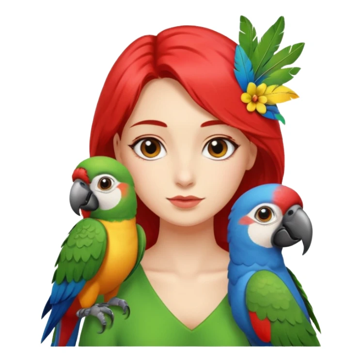 Girl with a parrot on her shoulder sticker