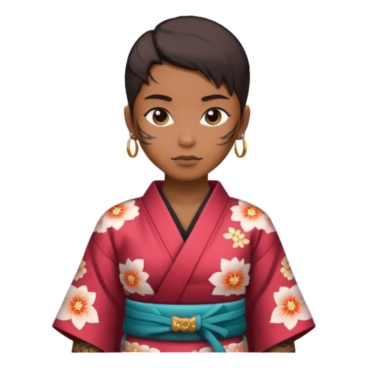 kimono with tatooed, half body to belt sticker