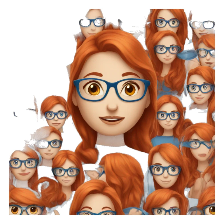 long Red-hair-girl blue-eyes with glasses sticker