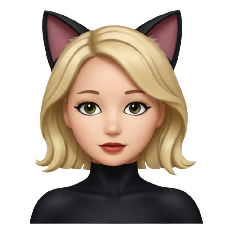 Jennifer Lawrence, in a black cat costume sticker