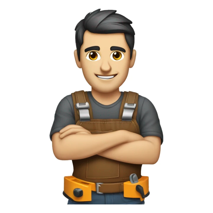 Woodworker with miter saw caucasian dark hair sticker