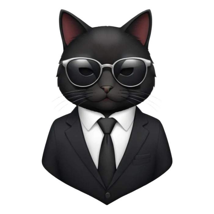 Black cat in a business black suit with sunglasses sticker