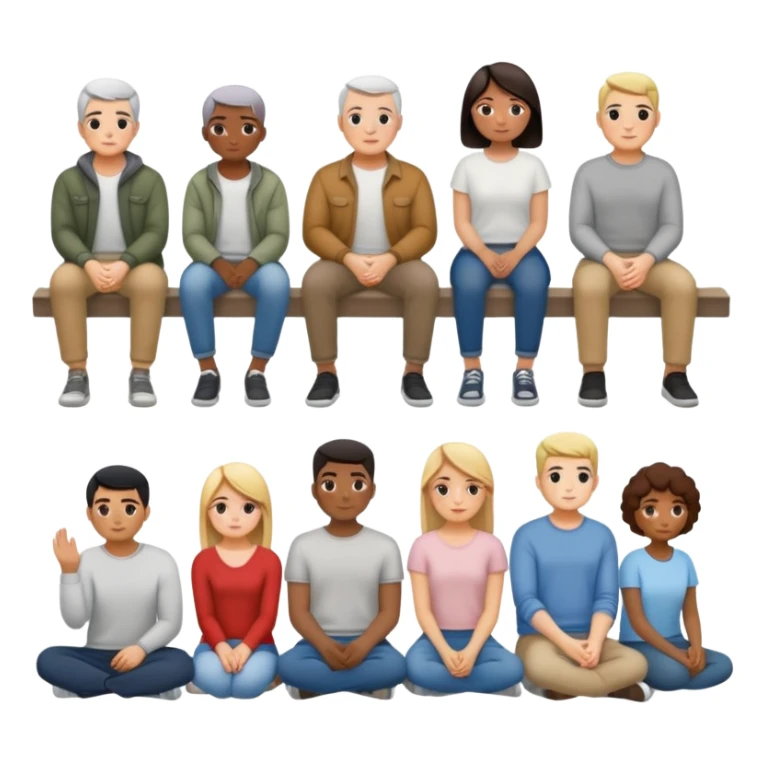 row of people sitting facing away sticker