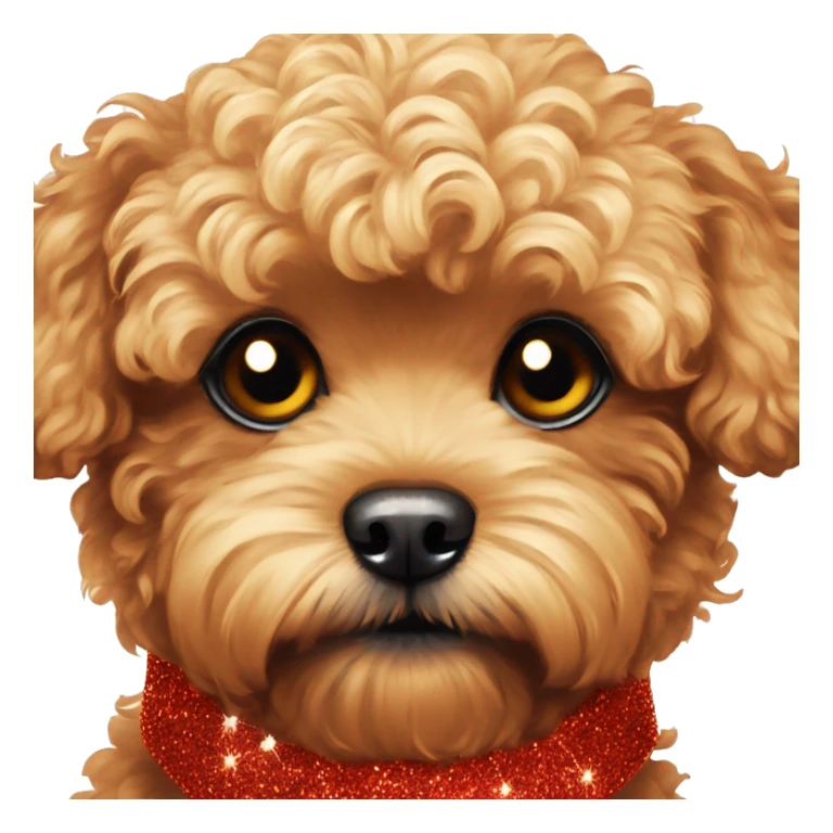 Red maltipoo with glitter garland around his neck sticker