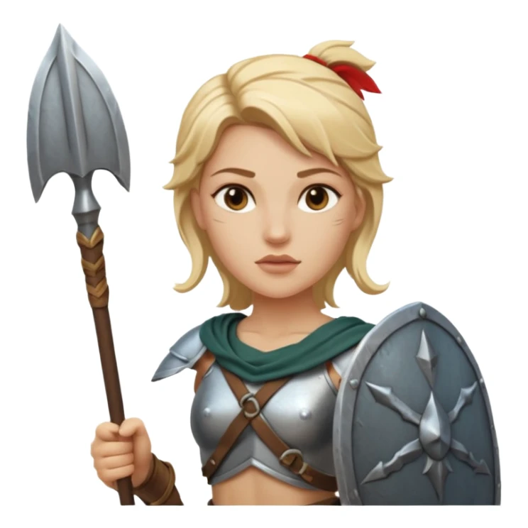 white woman spartan warrior holding spear and shield sticker