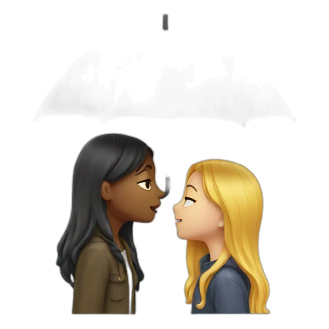 two girls kissing in the rain sticker