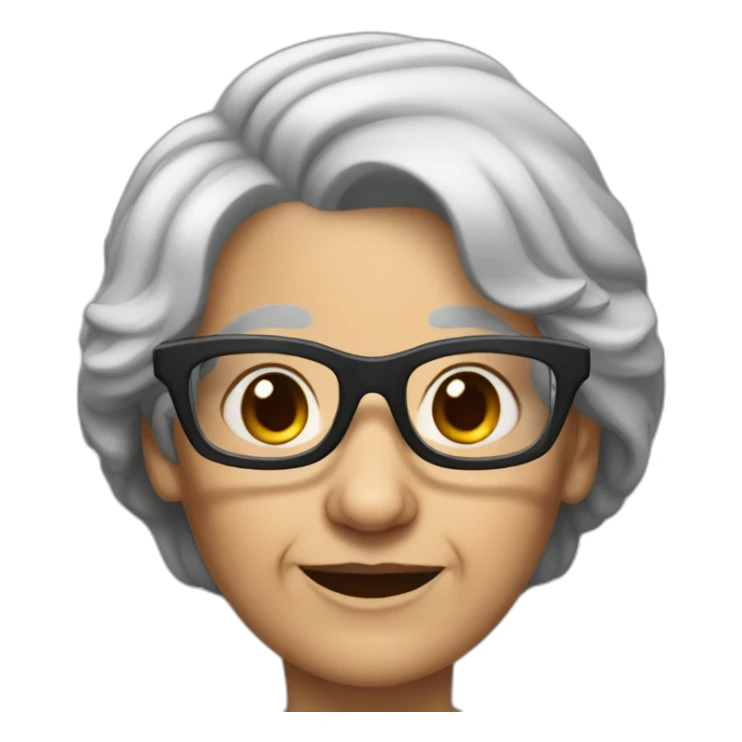 Old woman With black hair, wrinkles glasses sticker