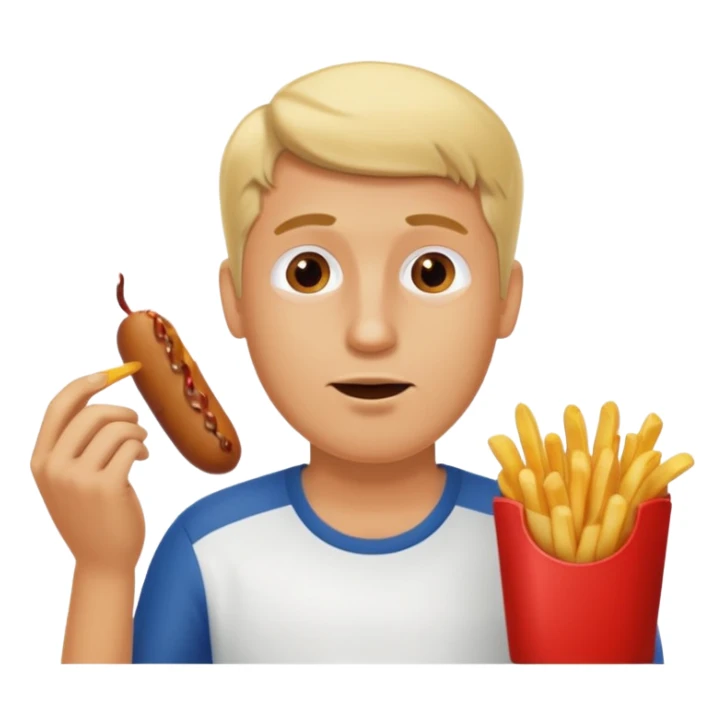 Hombre Rubio con una salchipapas pero la salchicha está quemada sticker