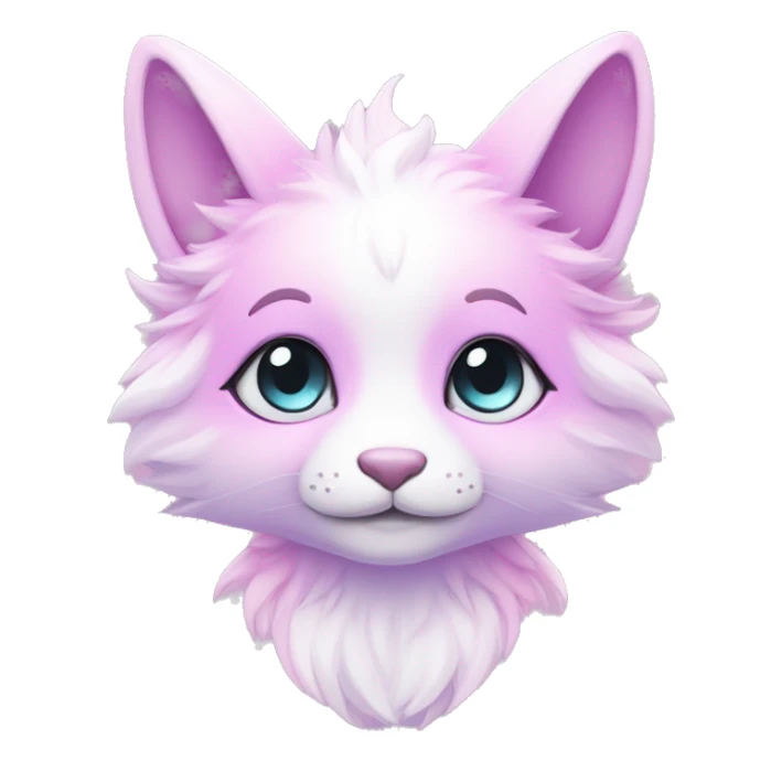 Kawaii colorful bright light pastel lilac-pink-white-gradient fantasy ethereal anthro fursona animal creature sticker