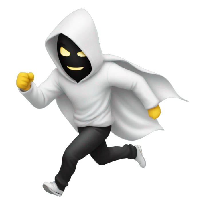 hooded man with a mask running from police sticker