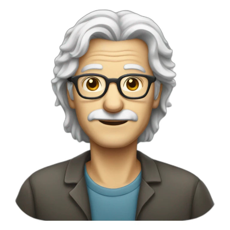 white old man with glasses an long grey hair sticker