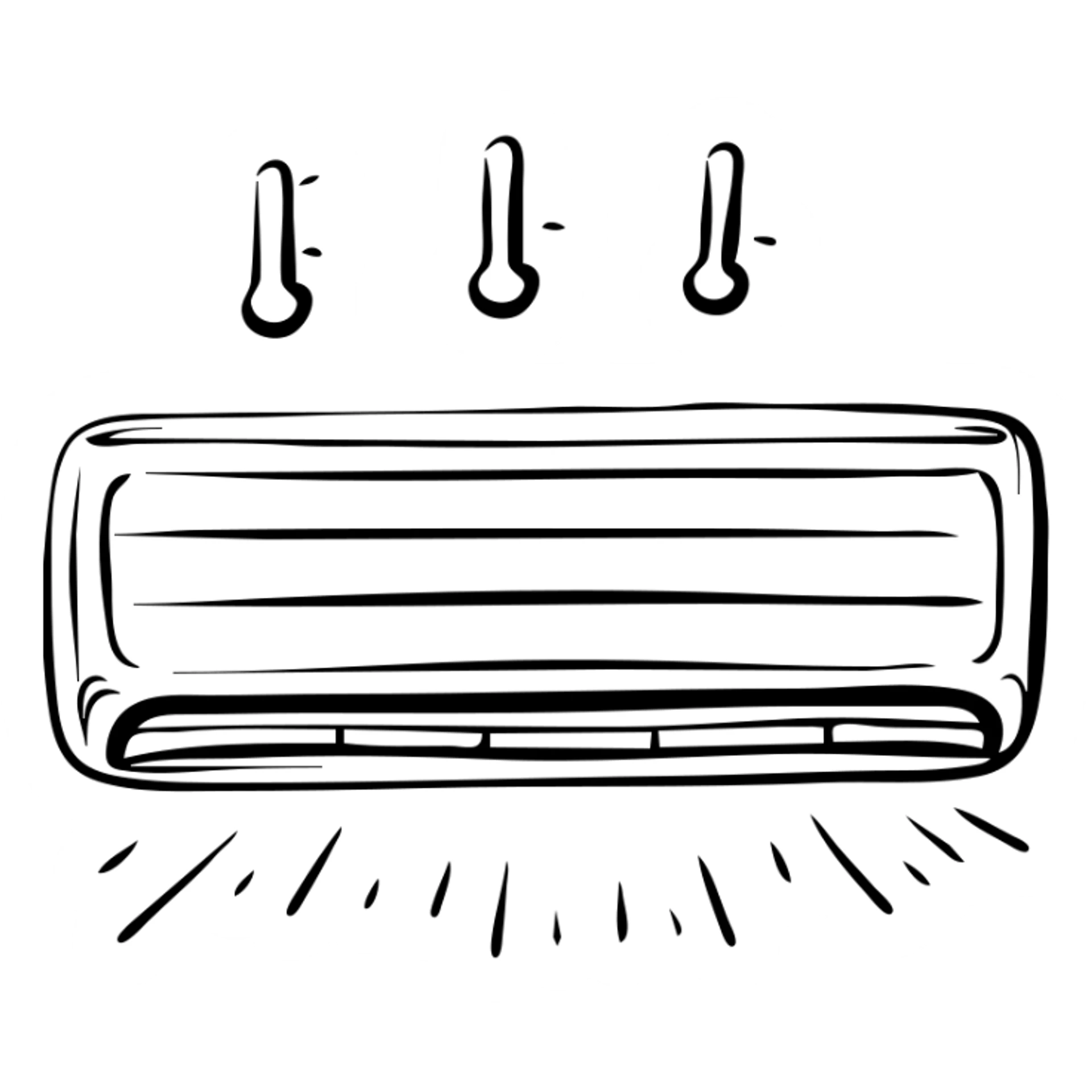 Hand-drawn air conditioner with temperature symbols sticker