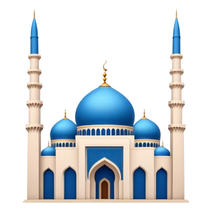 Realistic Mohammad Al-Amin Mosque Landmark Emoji, highlighting its striking blue dome, tall minarets, and elegant Arabic calligraphy. sticker