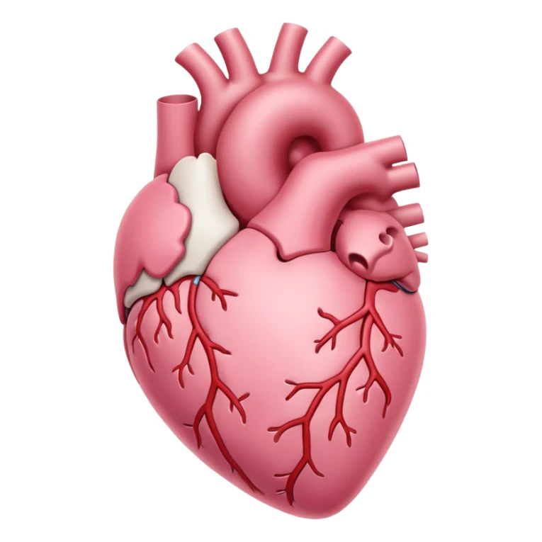 soft pastel pink anatomic heart with subtle white highlights sticker