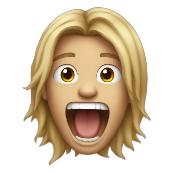 screaming boy with long hair brun sticker