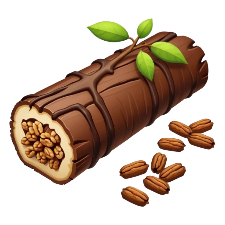 Oblong Tree-log-shaped-chocolate with walnuts drizzled on top sticker