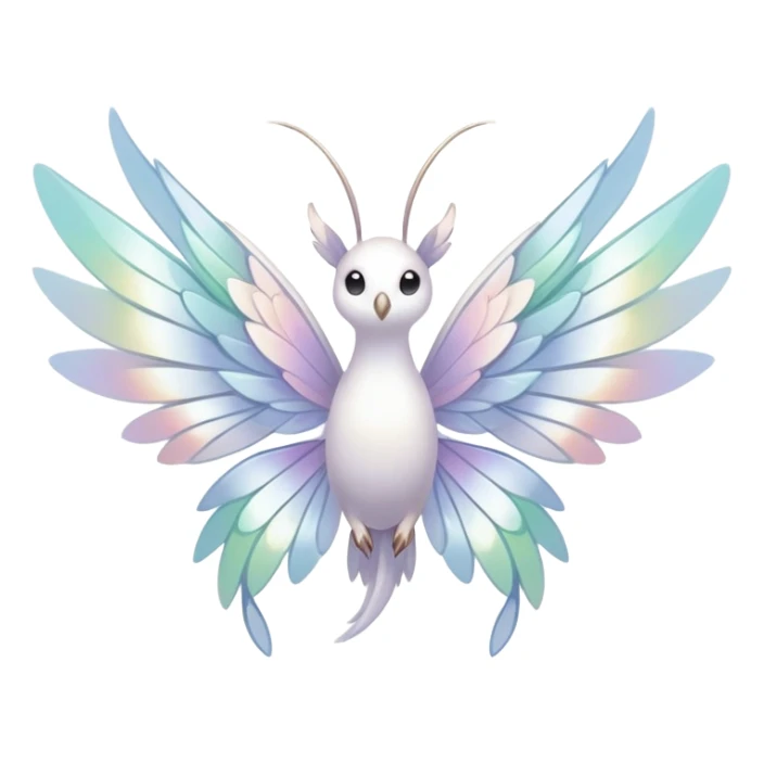  Iridescent white pale wings-ears, fairy-like-fakemon-creature  sticker