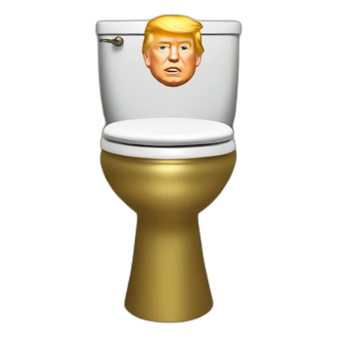 Trump stands on a golden toilet sticker