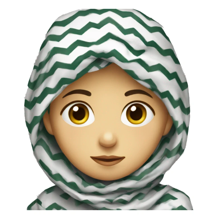 A sad Palestinian child wearing a keffiyeh sticker