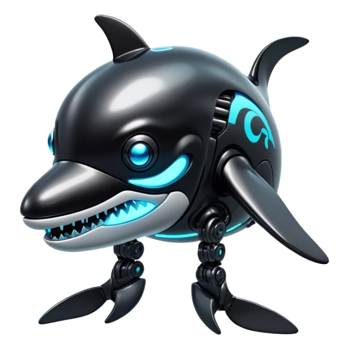 tubby black cyberpunk orca robot sticker