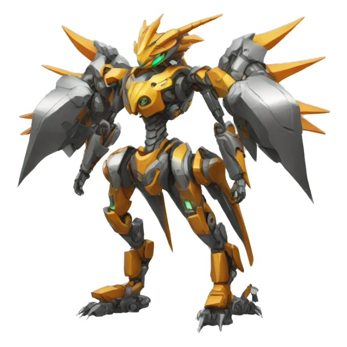 a futuristic mechanical spiky Medabot-Dragon full body sticker