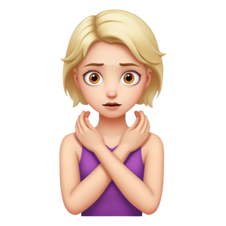 girl arms crossed holding neck crazy eyes sticker