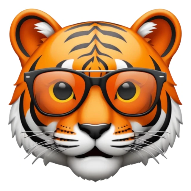 tiger face with dark lens wayfarer sunglasses, cool expression sticker