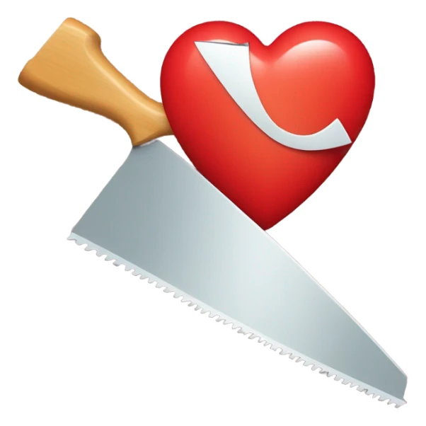 hand saw and red heart sticker