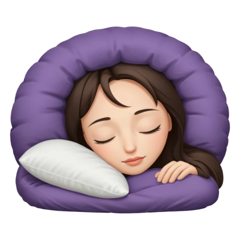 a beautiful brunette girl sleeping with a white pillow under her head  sticker