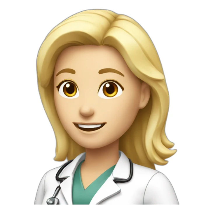 A blonde female doctor face, happy, oblique view sticker